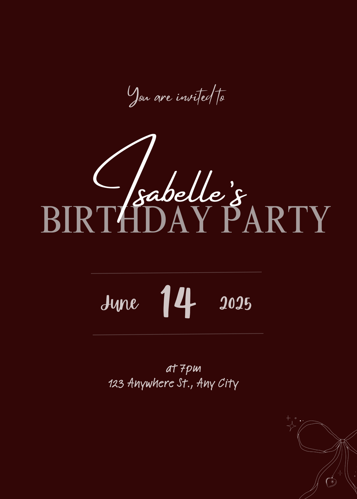 Marble Red - Birthday Invitation