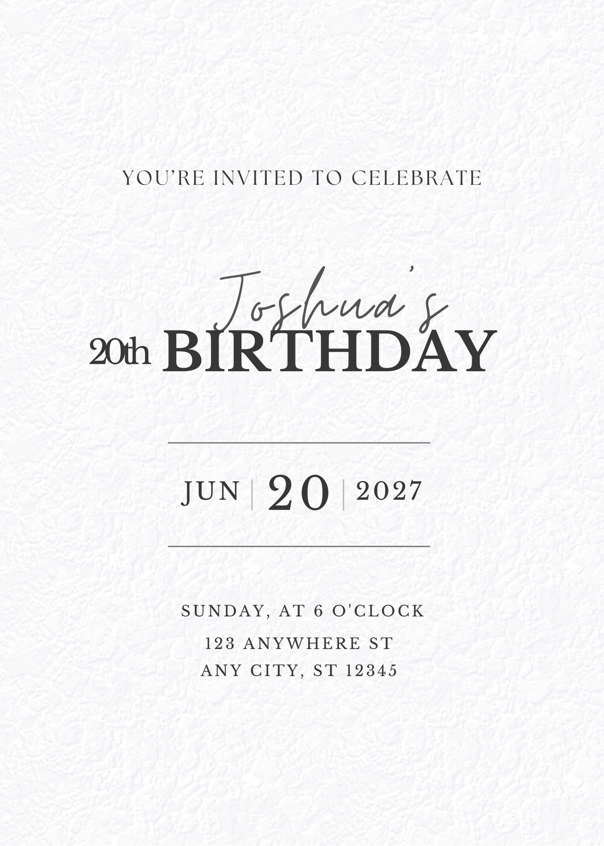 Pure Elegance - Birthday Invitation